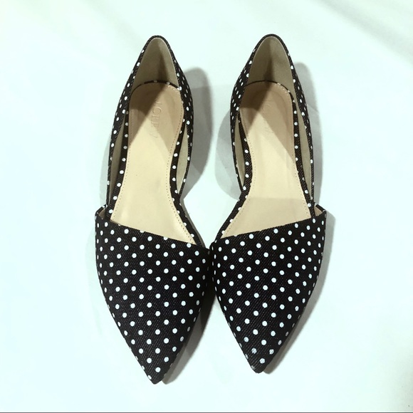 J.Crew "Sloan" D'Orsay polka dot denim flats 7 M - Picture 3 of 8